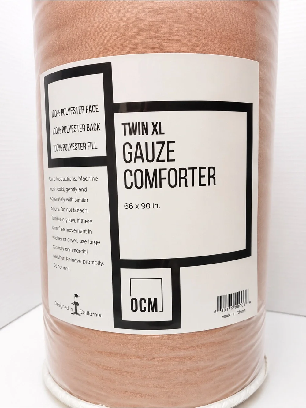 Ocm Twin XL Gauze Comforter in Peach